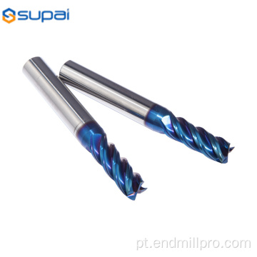 Fresa de topo extralonga de metal duro com revestimento azul